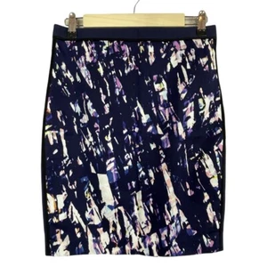 Club Monaco Size 6 Pencil Skirt Blue White Illusion Panel Silk Lining - Picture 1 of 6