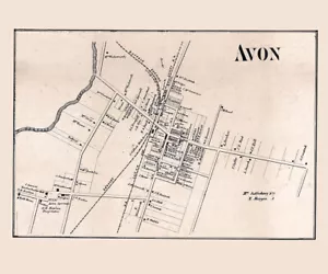 1858 Town Map of Avon Livingston County New York - Bild 1 von 2