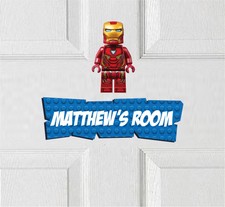 Personalised Iron Man Vinyl Door Sign Avengers Thor Superhero Spiderman