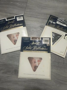VTG Hanes Silk Reflections Silky Stockings thigh high 3 Pkgs Total 6 Pair Size 1 - Picture 1 of 6