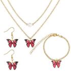 Alloy Crystal Jewelry Set Diamond Inlay Butterfly Love Necklace