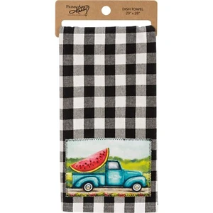 Dish Towel | Watermelon Pickup Truck | Checkered | 20x28 | Primitives by Kathy - Picture 1 of 3