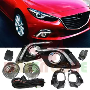 Faro antiniebla parachoques delantero DRL blanco+amarillo + soporte + arnés para Mazda 3 2014-2016 - Imagen 1 de 8