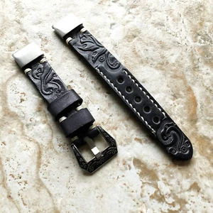 Black Gray Leather Quick Fit Band for Garmin D2 and Approach S60 S62 -A22B20 - Picture 1 of 5