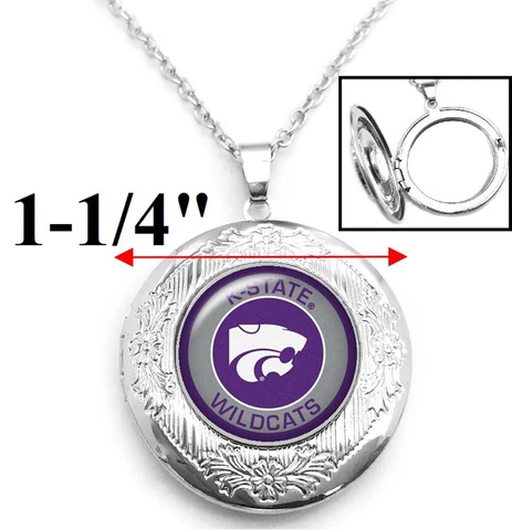 Kansas State Wildcats Womens Sterling Silver Link Chain Necklace, Locket D16 Cover