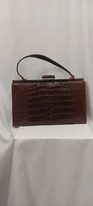 Vintage I MAGNIN & Co Brown Alligator Crocodile Purse Handbag 50s 60s - Picture 1 of 9