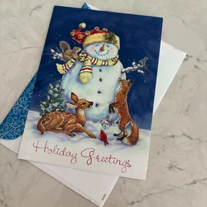 Weihnachtskarte Weihnachtsgrüße Schneemann mit Umschlag National Wildlife Federation - Bild 1 von 5