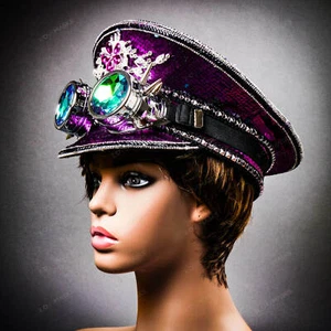 NEW Military Burning Man Top Hat with Kaleidoscope 3D Goggle Festival Hat Purple - Picture 1 of 7