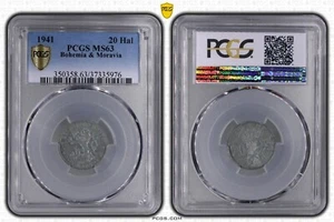 Pop 1, Nazi Occupation Coin - PCGS MS63 20 Haleru 1941 Bohemia and Moravia - Picture 1 of 4