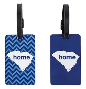 Latitude 40º N Luggage Tags Home South Carolina Chevron & Solid Blue ( Set of 2) - Picture 1 of 8