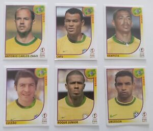 Panini Fifa World Cup 2002 6 Stickers Brasil Lot With Cafu Emerson Zago Vampeta