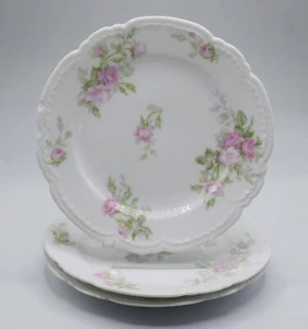 HAVILAND GDA LIMOGES PORZELLAN ROSEN GEPRÄGT 3ER SET SALATTELLER - Bild 1 von 9