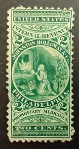 US Scott #RS152b ~ 1862 2¢ Proprietary Medicine Stamp - Johnston Holloway & Co.