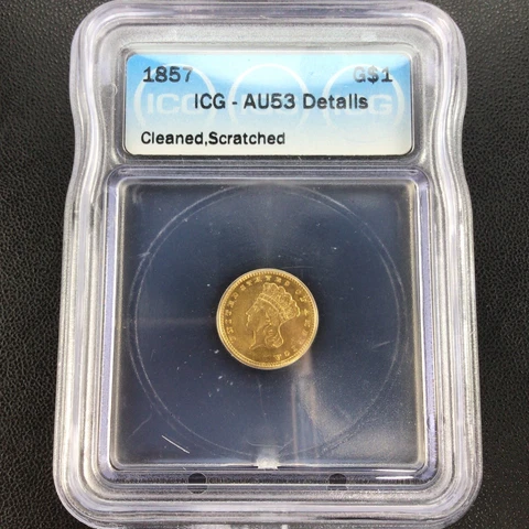 1857 G$1 ICG AU53 DETAILS 1857 TYPE 3 GOLD DOLLAR | LOW SURVIVAL POPULATION Cover