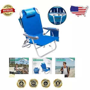 Lightweight Backpack Beach Chair with Cooler Bag - Perfect for Picnics & Fishing - Picture 1 of 9