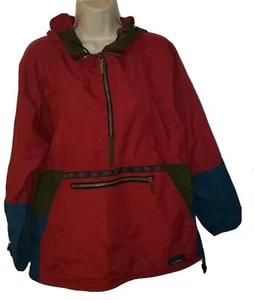 Vtg L.L.Bean Anorak Windbreaker Pullover Jacket Aztec Wine Colorblock Women's M - Picture 1 of 7