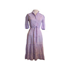 Vintage button down lavender women's 1950's dress / Made in Canada  Fleur de Lys