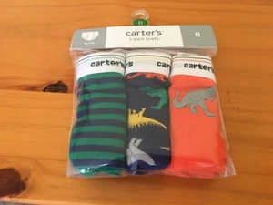 NWT Carter's Boys Brief Underwear 3pair/pack Dinosaurs,stripes many sizes - Picture 1 of 2