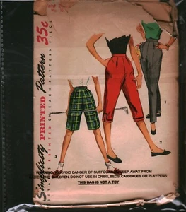 1059 Vintage Simplicity Schnittmuster Misses 50s Slacks Bermuda Shorts Toreador - Bild 1 von 2