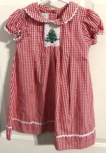 MARMELLATA Girls Size 2t Smocked Christmas Tree Dress Gingham - Picture 1 of 4