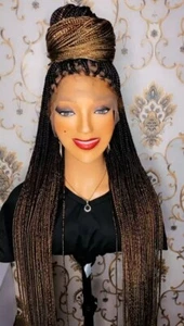 Handmade neat 46inch 2 Tone colored 360 full knotless  big braids  twig.  - Picture 1 of 8