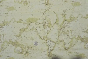Diseño de mapa del mundo de tela de algodón 100 % acolchado - por yarda - Imagen 1 de 3