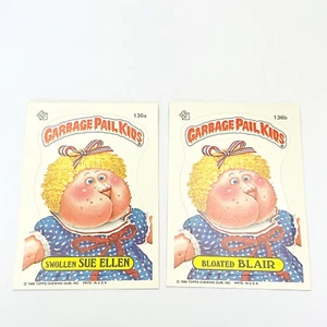 Garbage Pail Kids 136a Swollen Sue Ellen and 136b Bloated Blair GPK Stickers - Picture 1 of 4