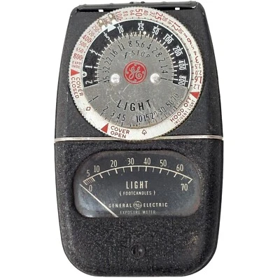 Medidor de luz de exposición GE General Electric DW-68 con estuche de cuero vintage Foto 1 de 4
