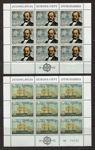 YUGOSLAVIA 1982, EUROPA CEPT, EXPLORATION, PAINTINGS, Sc 1528-29, SHEETS X 9 MNH - Picture 1 of 1