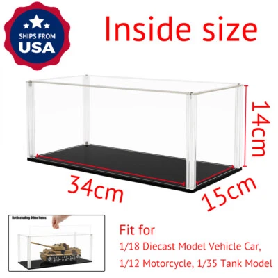 US Acrylic Display Case 13.3" L Box Self-Install Dustproof for 1/18 Model Car - Image 1 of 4