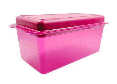 Tupperware Pink Mosaic Plastic Rectangular Bread Breakfast Server Keeper 3.0L - Image 1 of 4