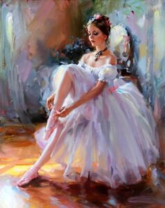 Wall art Girl ballet dancer Giclee Art Oil painting HD printed on canvas