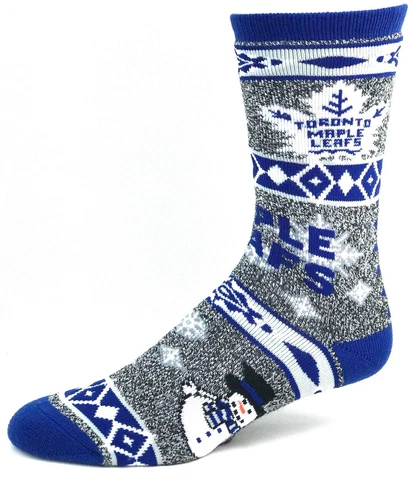 Toronto Maple Leafs Hockey Ugly Christmas Holiday Snowman Sweater Crew Socks Cover