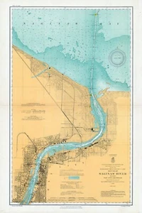 1908 Seekarte Saginaw River Bay City Michigan - Bild 1 von 5