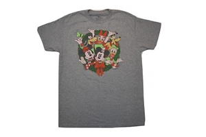 Disney Mens Mickey & Friends Christmas Wreath Group Shot Shirt New S-2XL - Picture 1 of 5