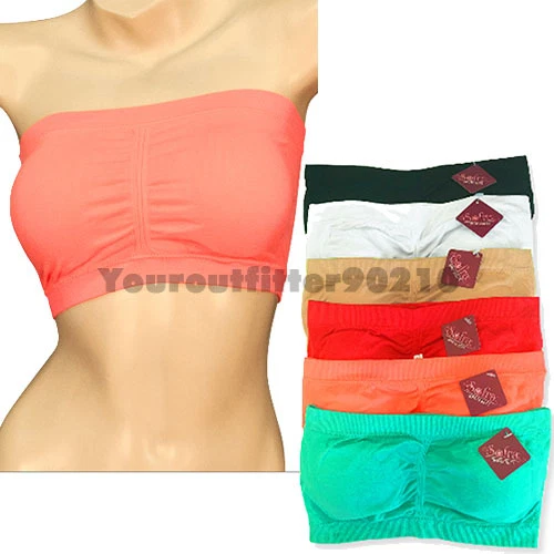 Sujetador de tubo acolchado sin tirantes para mujer Top sin costuras elástico removible almohadilla ajuste bandeau Foto 1 de 1