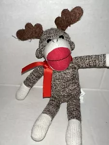 Galerie Reindeer Antlers Sock Monkey 10" Plush Stuffed Animal - Picture 1 of 4