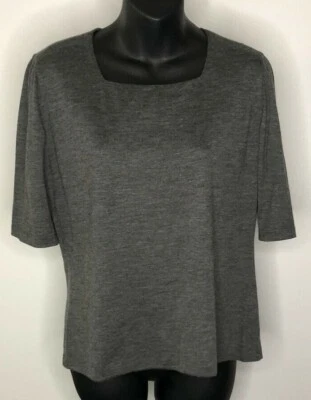 Top Akris Gris Cuello Cuadrado Media Manga 70% Cachemira 30% Seda Talla 10 Foto 1 de 4