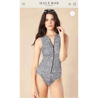 Hale Bob Amina 女式灰色无袖拉链连体泳衣 XS — 第 1/4 张图片
