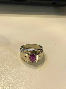Herren Rubin & Diamant Ring 14K Weißgold - Bild 1 von 8