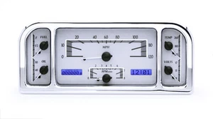 Dakota Digital 37 38 Ford Car Analog Gauge System Silver Alloy Blue VHX-37F-S-B - Picture 1 of 6