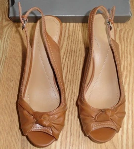 Apt 9 Womens Tan Fx Leather Cork Wedge Platform High Heel Sandal Shoe 9 $55 - Picture 1 of 8