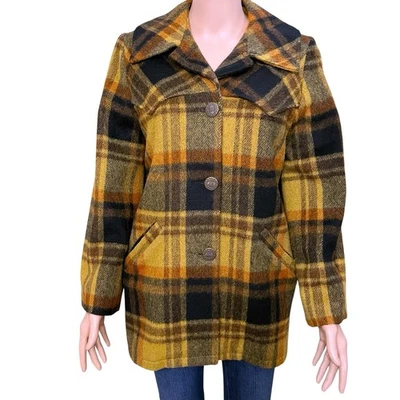 60-е 70-е винтажные женские Tregos Westwear клетку шерсти пальто средний Western ретро богемное - Изображение 1 из 4