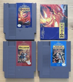 AD&D Heroes of the Lance w/Manual, Hillsfar, Pool of Radiance Rare NES Games Lot