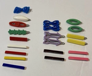 Vintage Lot Children's Plastic Hair Barrettes Clips Pairs And Singles - Picture 1 of 4