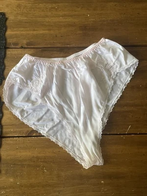 复古 Barbizon 缎面裆部刺绣内裤 68809 粉红色大号 L 尼龙 — 第 1/4 张图片