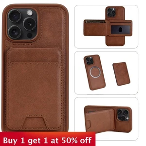 For iPhone 16 Pro Max 15 14 13 12 Phone Case Leather Magnetic 2in1 Detachable - Picture 1 of 13