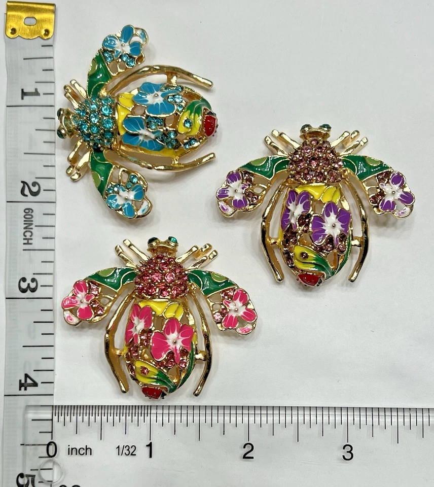 Broche prendedor broche cristal flor abeja vidrio Ladybug insecto margarita lote azul EE. UU. Foto 1 de 4