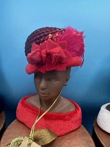 Harriet Rosebud Vintage 2007 Hut #3137 rot Filz mit Pailletten "Stern" - Bild 1 von 5
