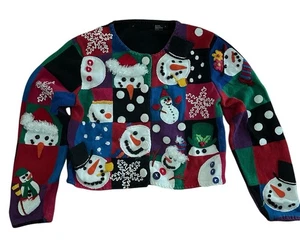 Vintage Ugly Christmas Sweater Large Schneemänner  - Bild 1 von 5